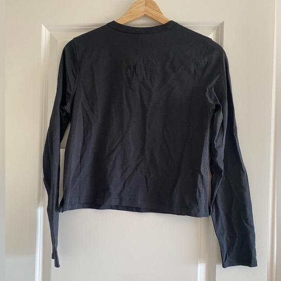 Lululemon Classic-Fit Cotton-Blend Long Sleeve Shirt Black Size 4 New - Picture 4 of 5